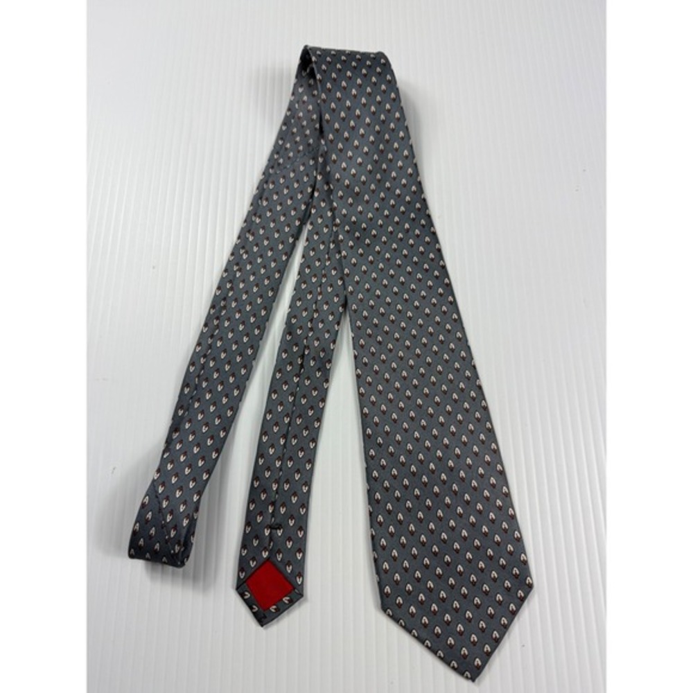 Korean Air Silk Necktie Gray Patterned Business‎ Travel Neck Tie